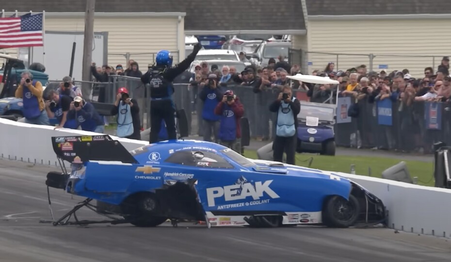 Video: Jack Beckman Crashes At New England Nationals